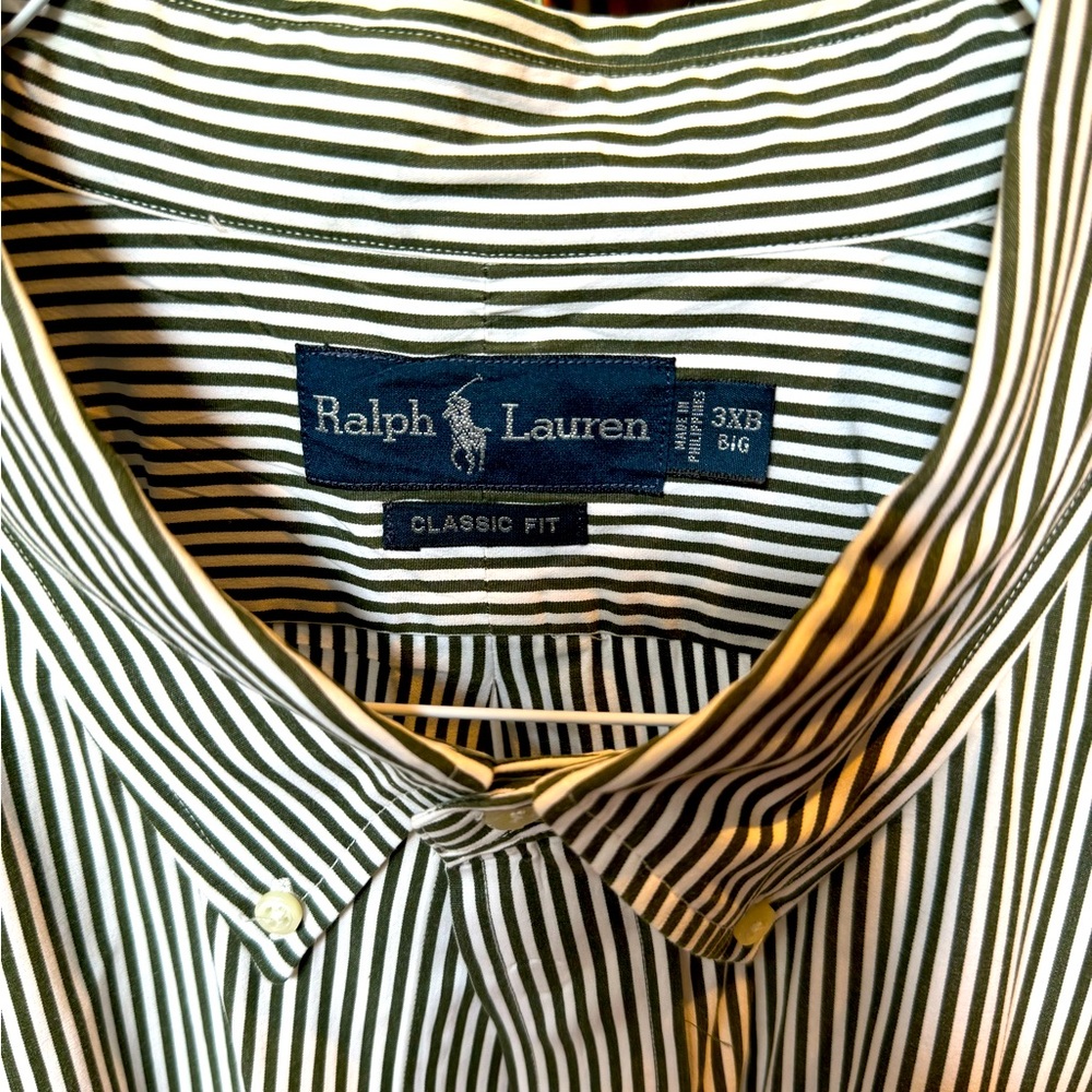 Ralph Lauren Big & Tall 3XB striped button down long sleeved shirt